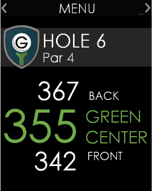 Apple Watch Golf screen from App